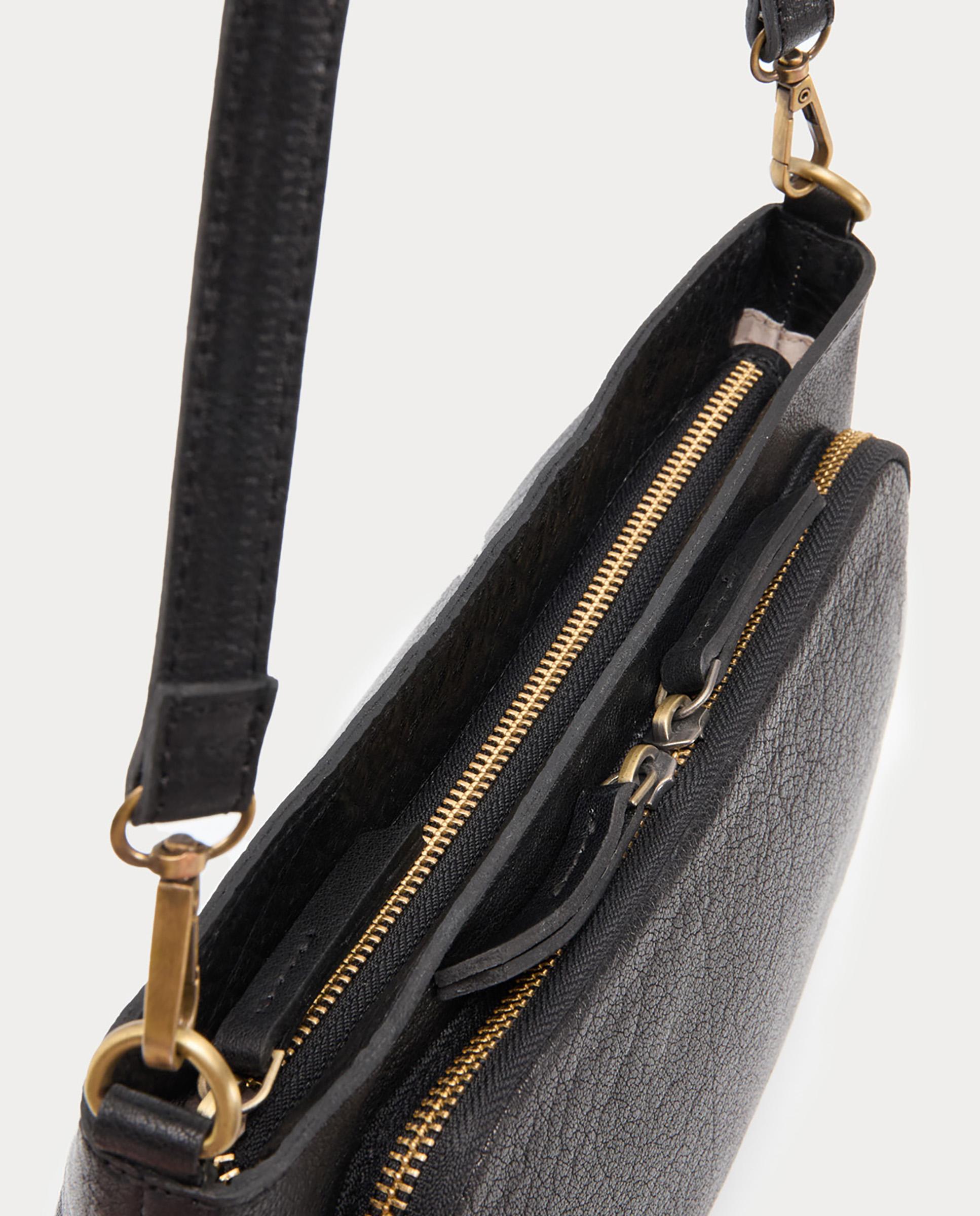 Bandolera de mujer 100% piel con logo grabado - Nice Things - Negro Negro-7