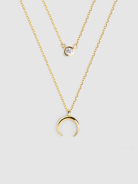 Imagen 0 de Pack 2 collares Diamond + Mini Moonset de plata bañado en oro.