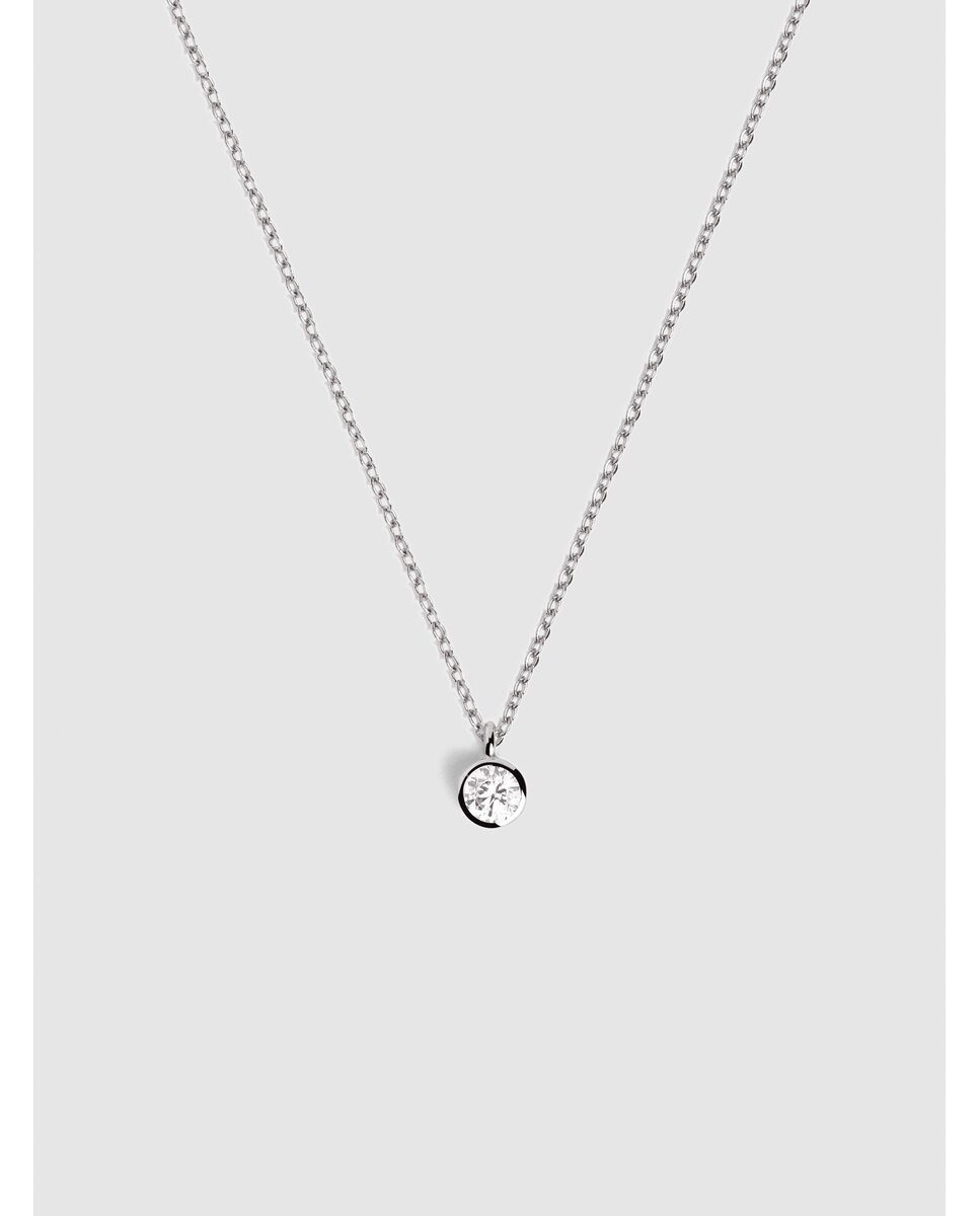 Collar Single Diamond de plata bañado en rodio · Singularu