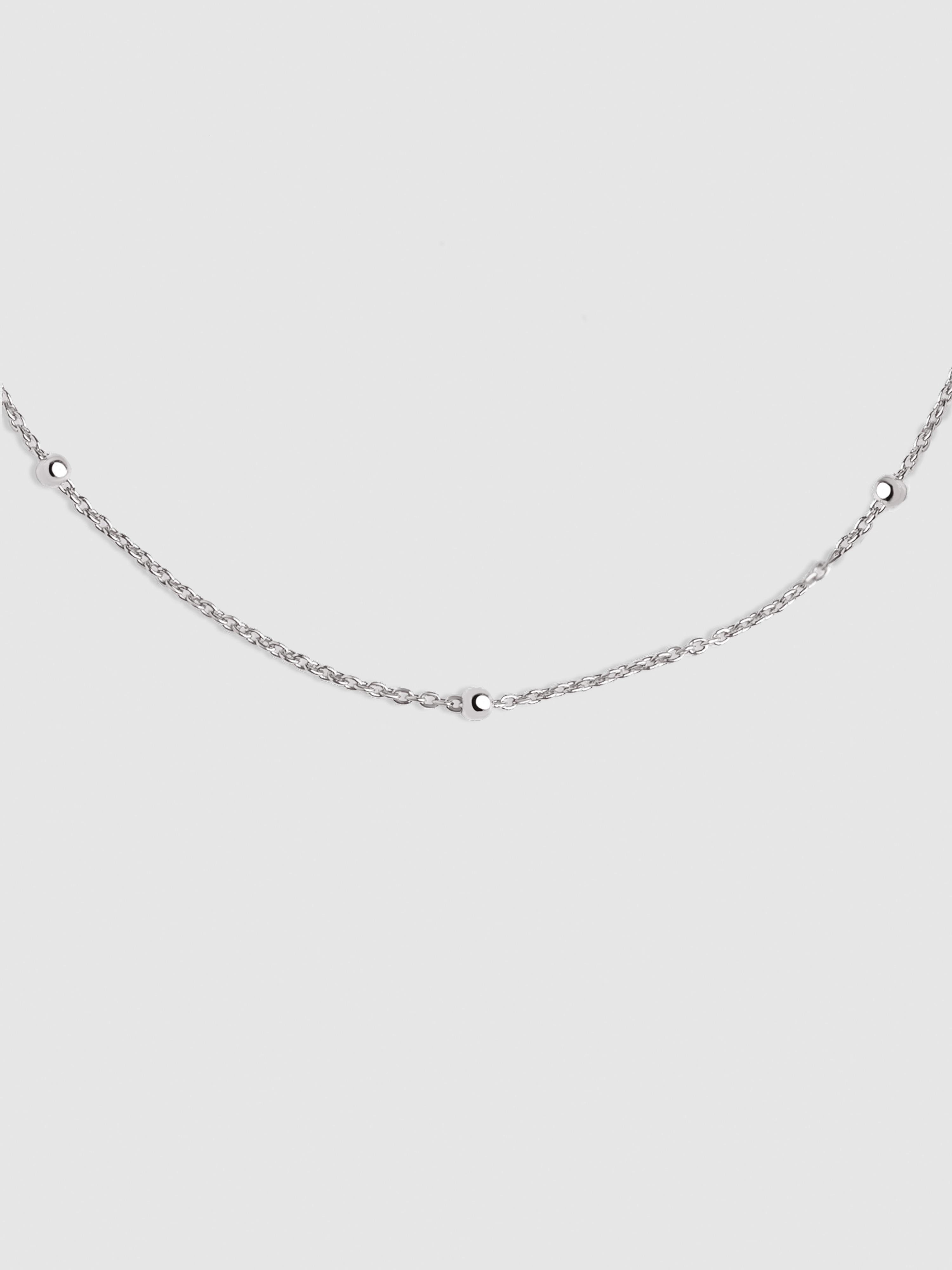 Imagen 1 de Collar dots de plata bañado en rodio 35+5cm - Plateado Plateado