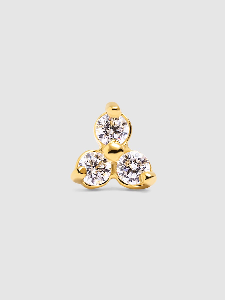 Piercing Trébol de plata bañado en oro Dorado-1