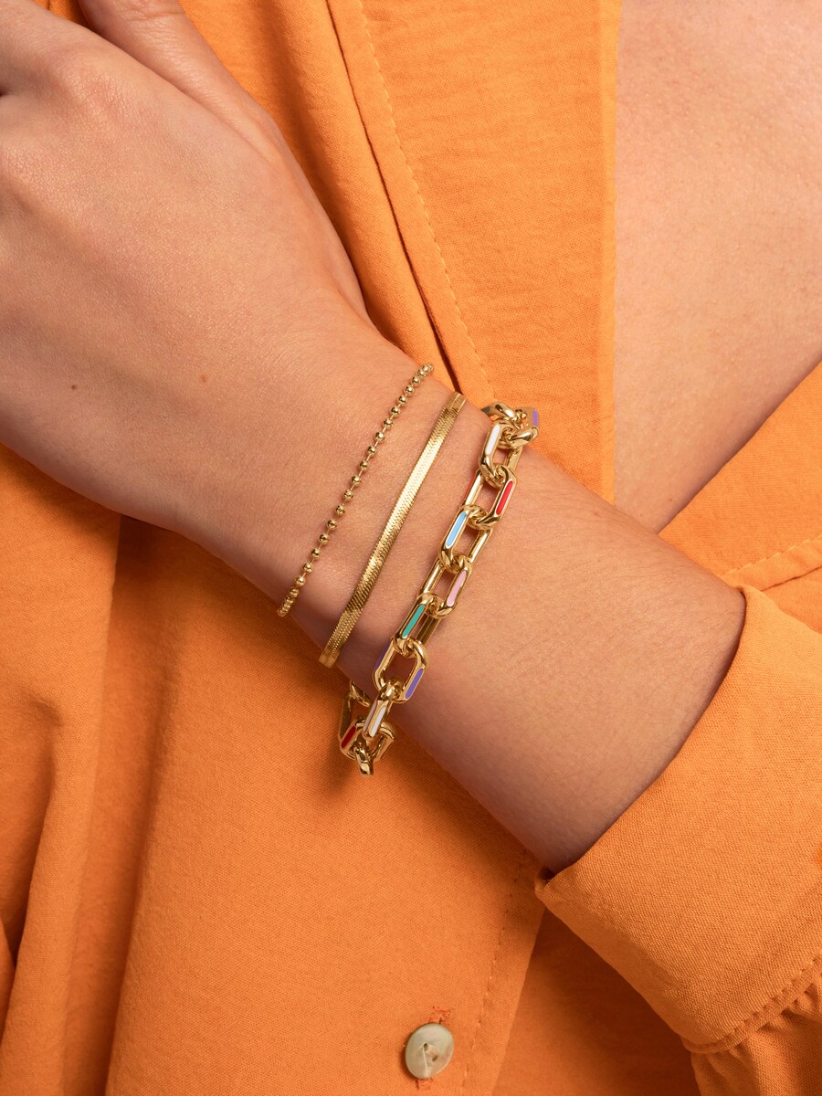 Pulsera Pebbles de aleación de metales bañada en oro Dorado-5