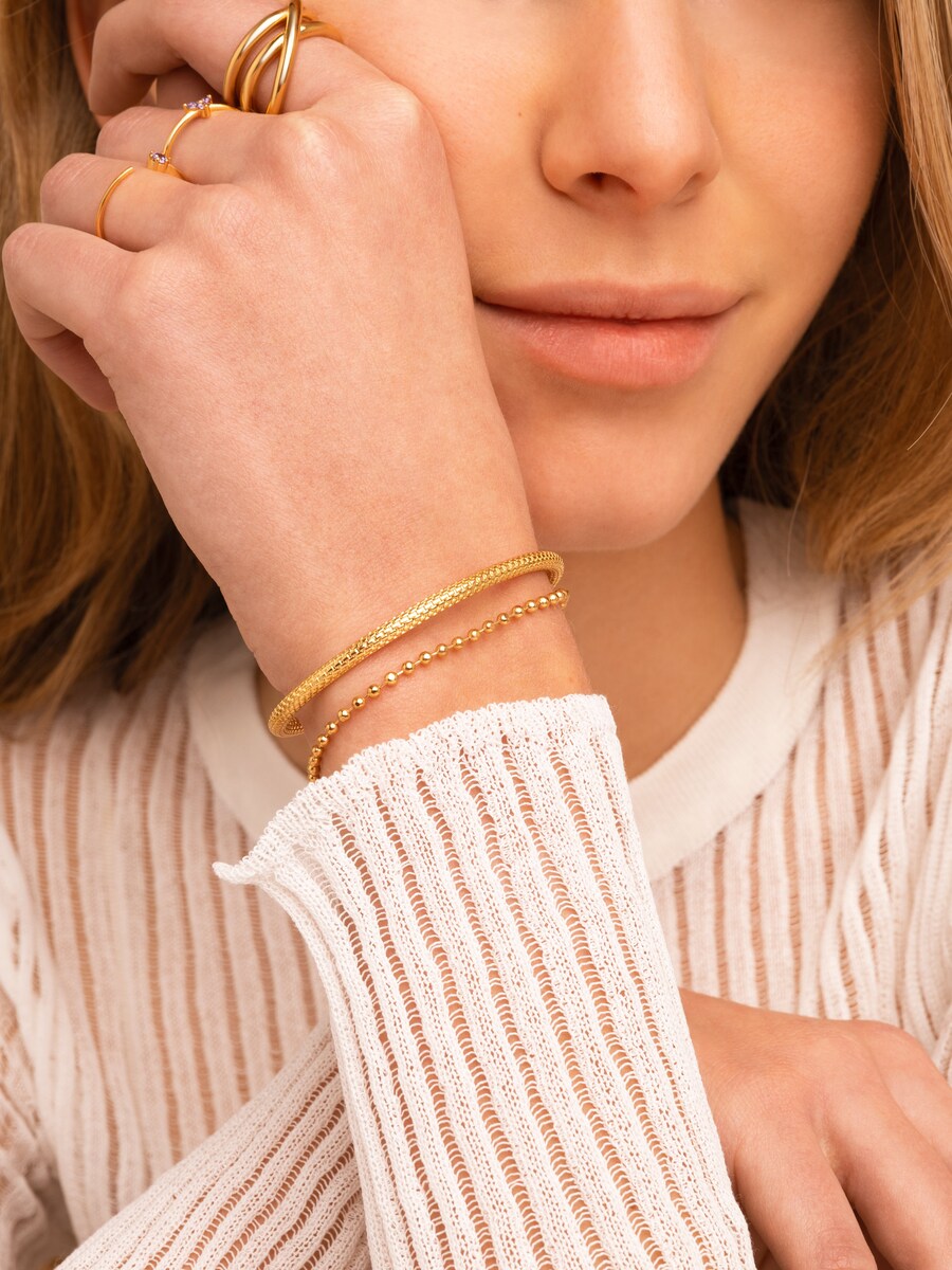 Pulsera Pebbles de aleación de metales bañada en oro Dorado-6