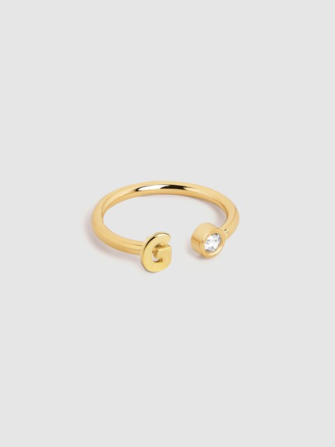 Imagen 0 de Anillo Personalizado Letter Spark de plata bañada en oro Letra G