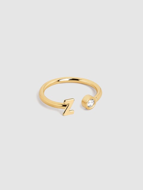 Imagen 0 de Anillo Personalizado Letter Spark de plata bañada en oro Letra Z