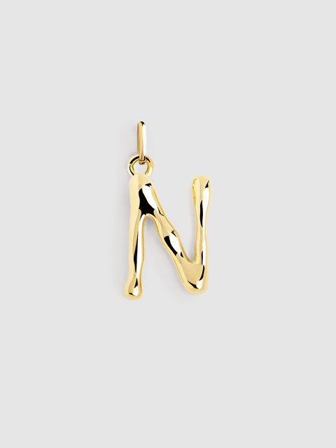 Imagen 0 de Charm Letter XL de aleación de metales bañado en oro Letra N