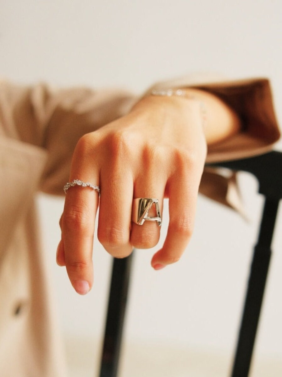 Anillo Estellar de plata bañado en rodio Plata-2