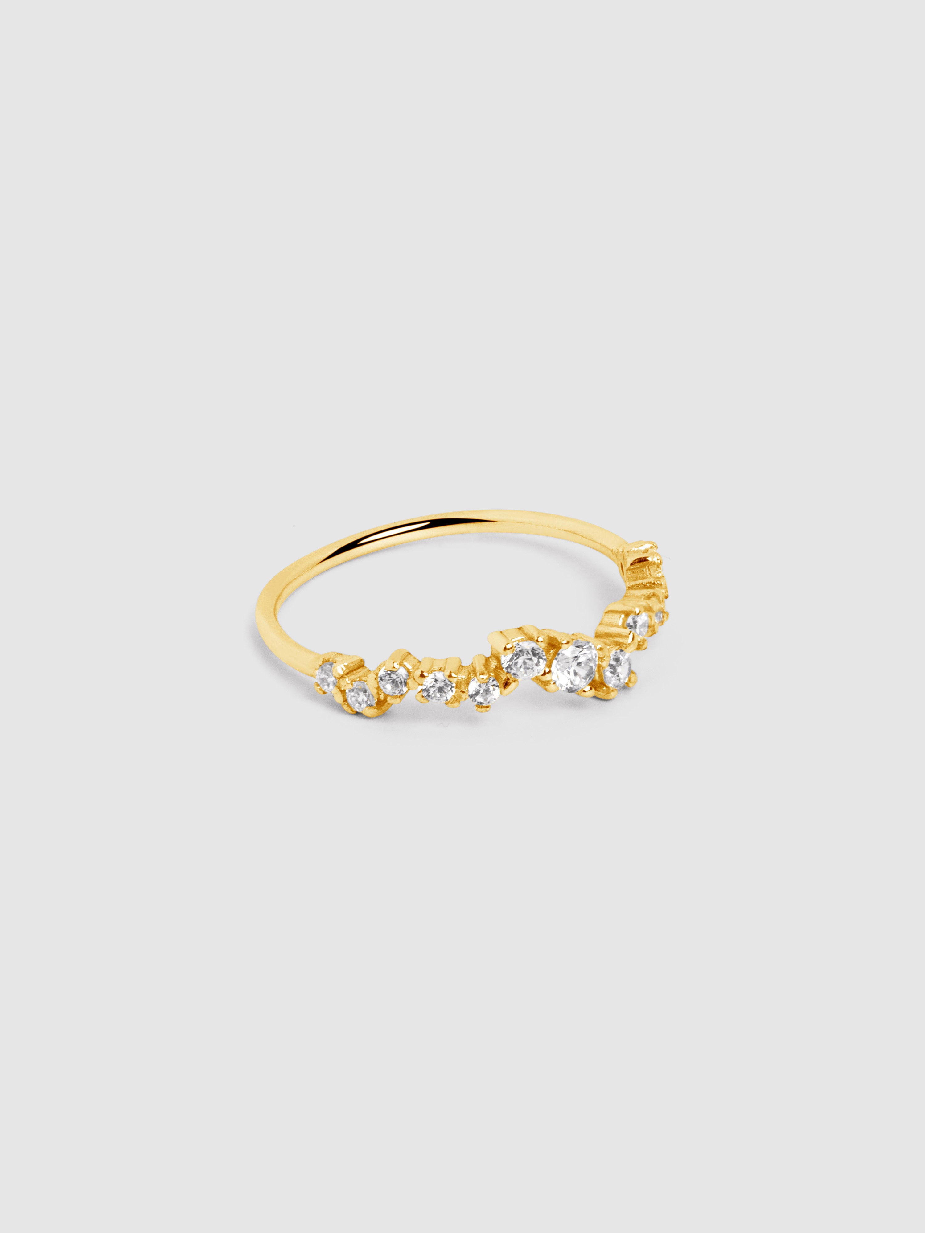 Anillo estellar de plata bañado en oro - Singularu - Dorado Dorado-1