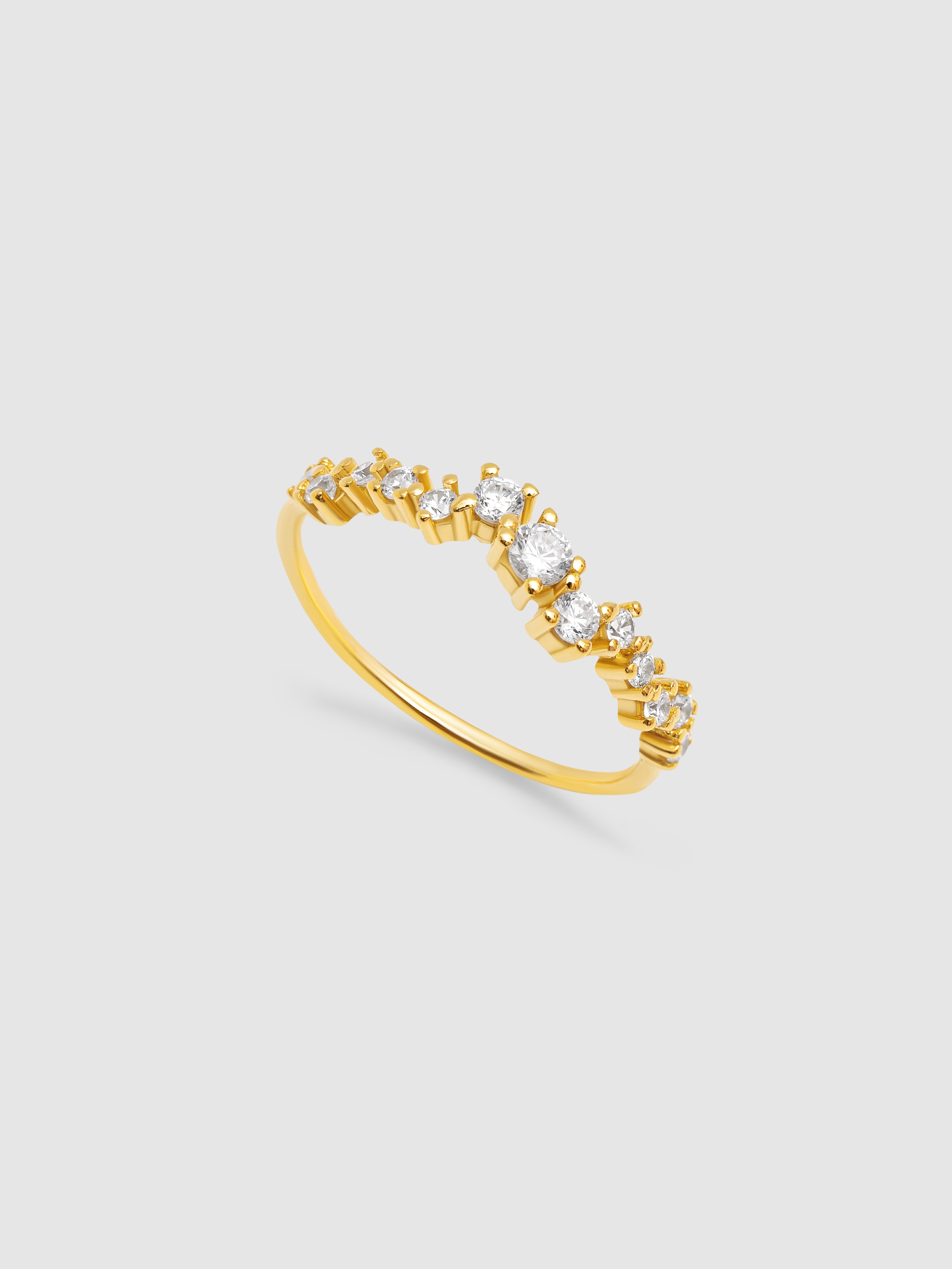 Anillo estellar de plata bañado en oro - Singularu - Dorado Dorado-4