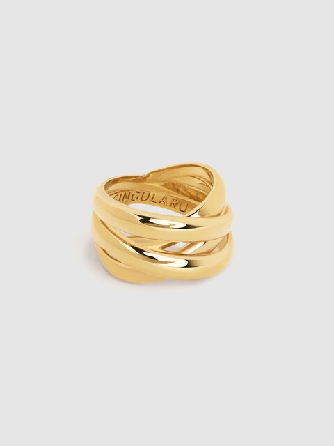Imagen 0 de Anillo Double Cross de aleación de metales bañado en oro