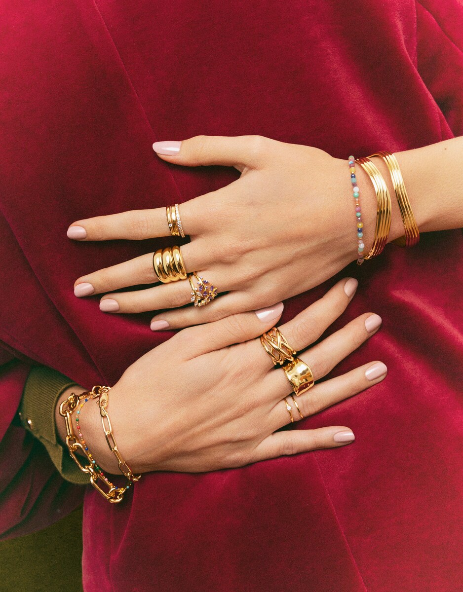 Anillo Triple Cruz - Latón Bañado En Rodio (Plata) - Talla 16 - Hecho En España