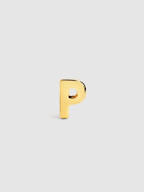 Imagen 0 de Piercing Letter de plata bañado en oro inicial P