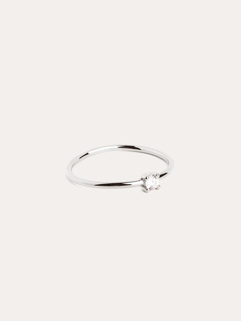Imagen 0 de Anillo Single Spark de plata bañado en rodio