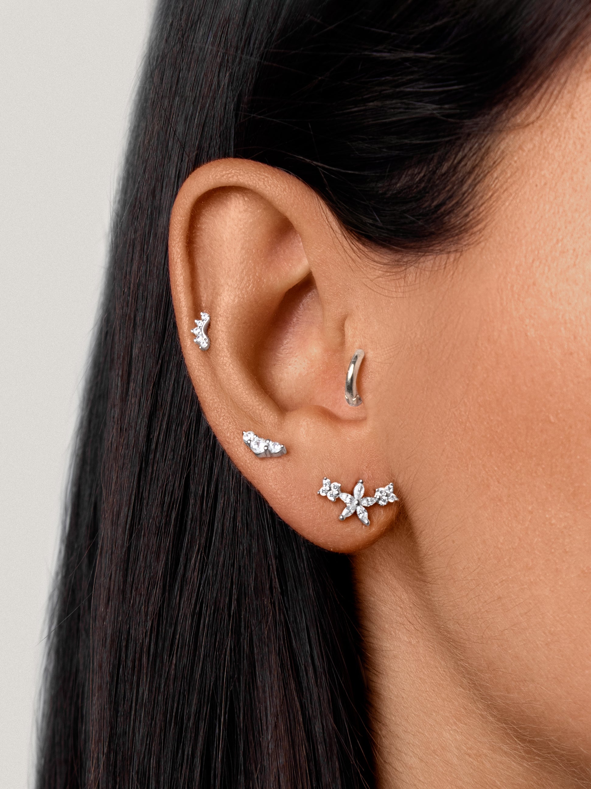 Imagen 2 de Piercing freesia spark de plata bañado en rodio - Plateado Plateado