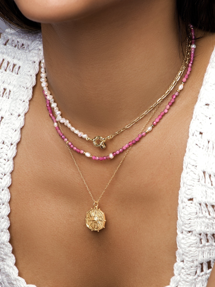 Collar Solstice Sun de aleación de metales bañado en oro Oro-2