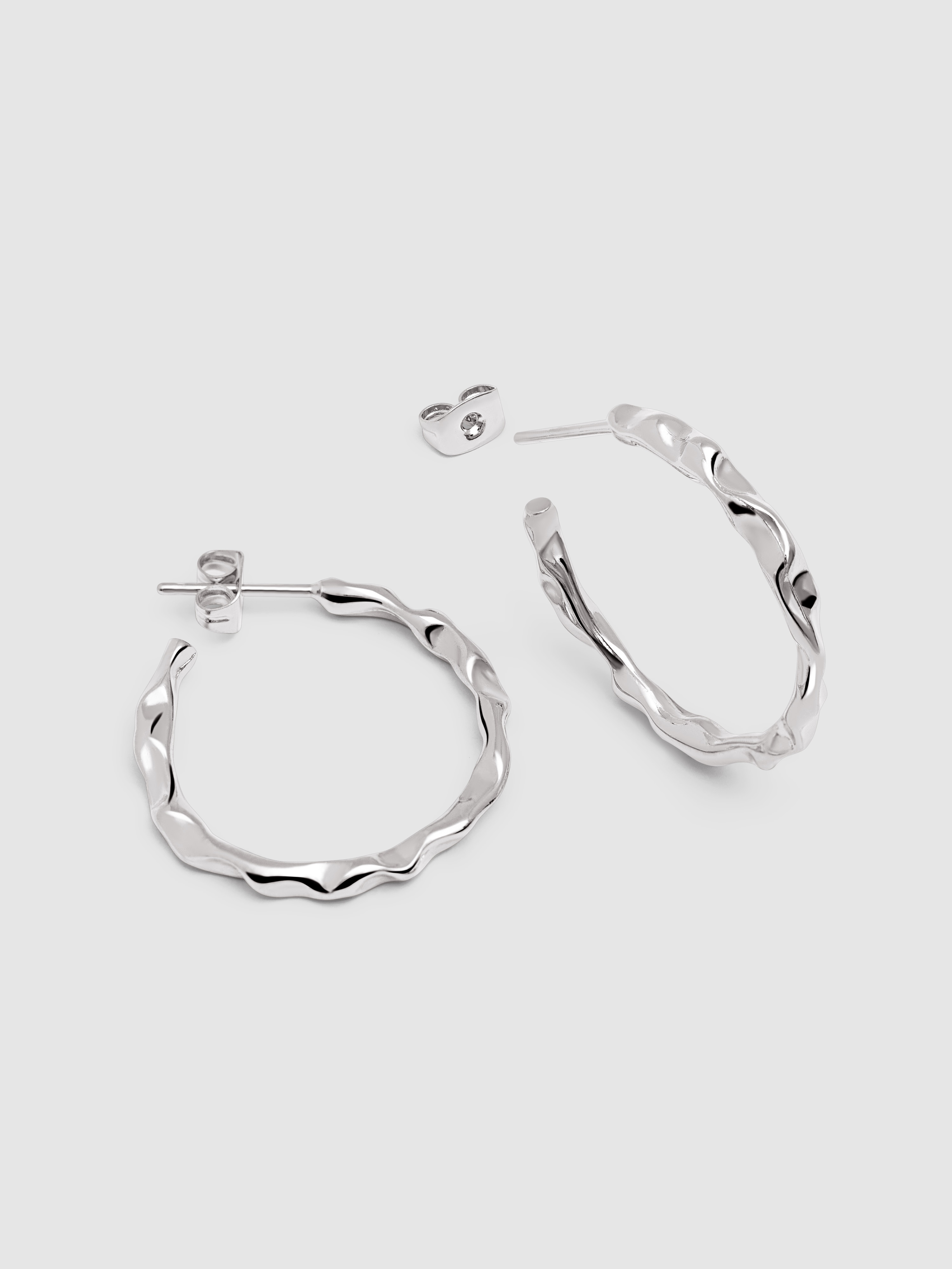Pendientes aro lake de aleación de metales bañados en rodio - Singularu - Plateado Plateado-4