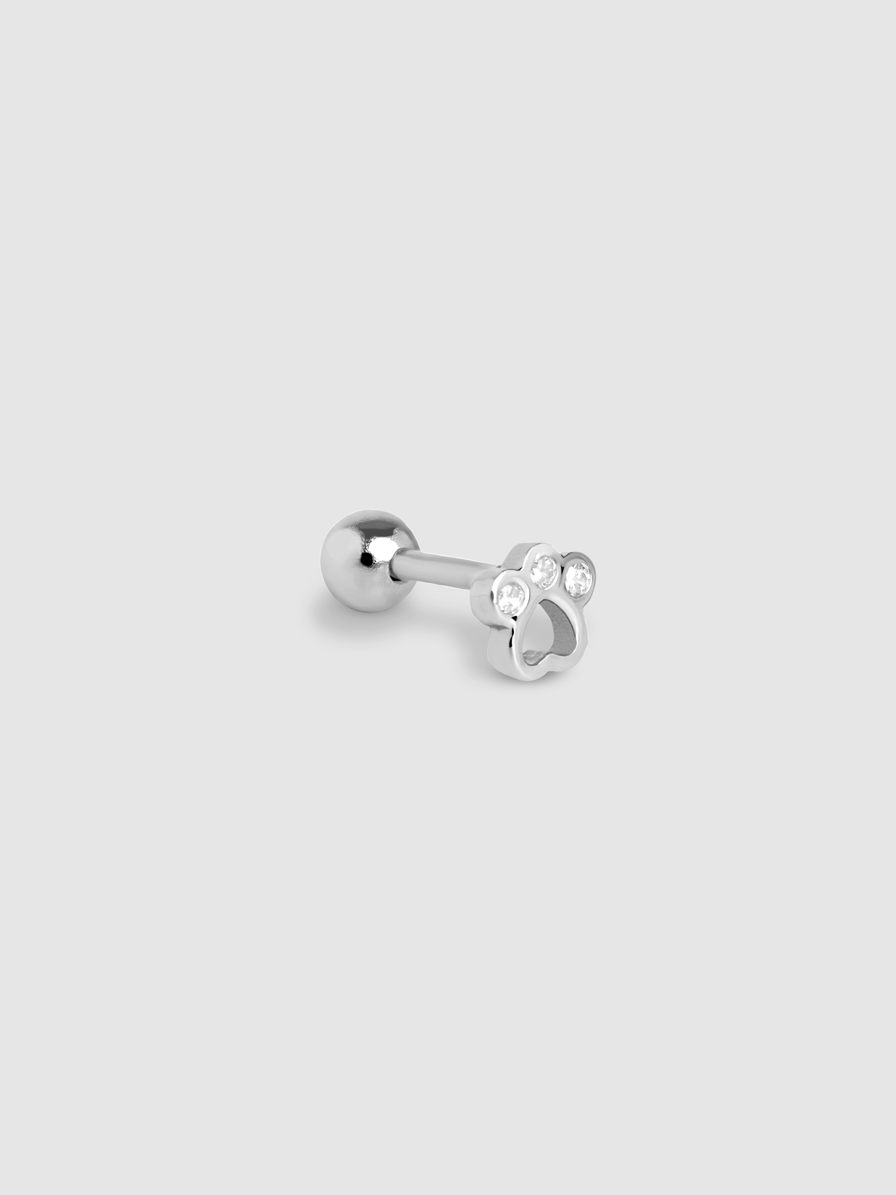 Imagen 1 de Piercing mini paw de plata bañado en rodio - Plateado Plateado