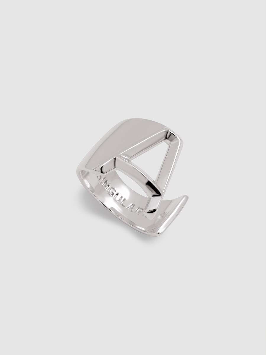 Anillo Personalizado Letter Signet de aleación de metales bañado en rodio Letra H Plateado-3