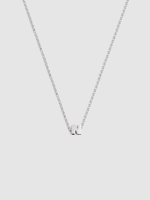 Imagen 0 de Collar Personalizado Single Letter de plata bañada en rodio Letra N
