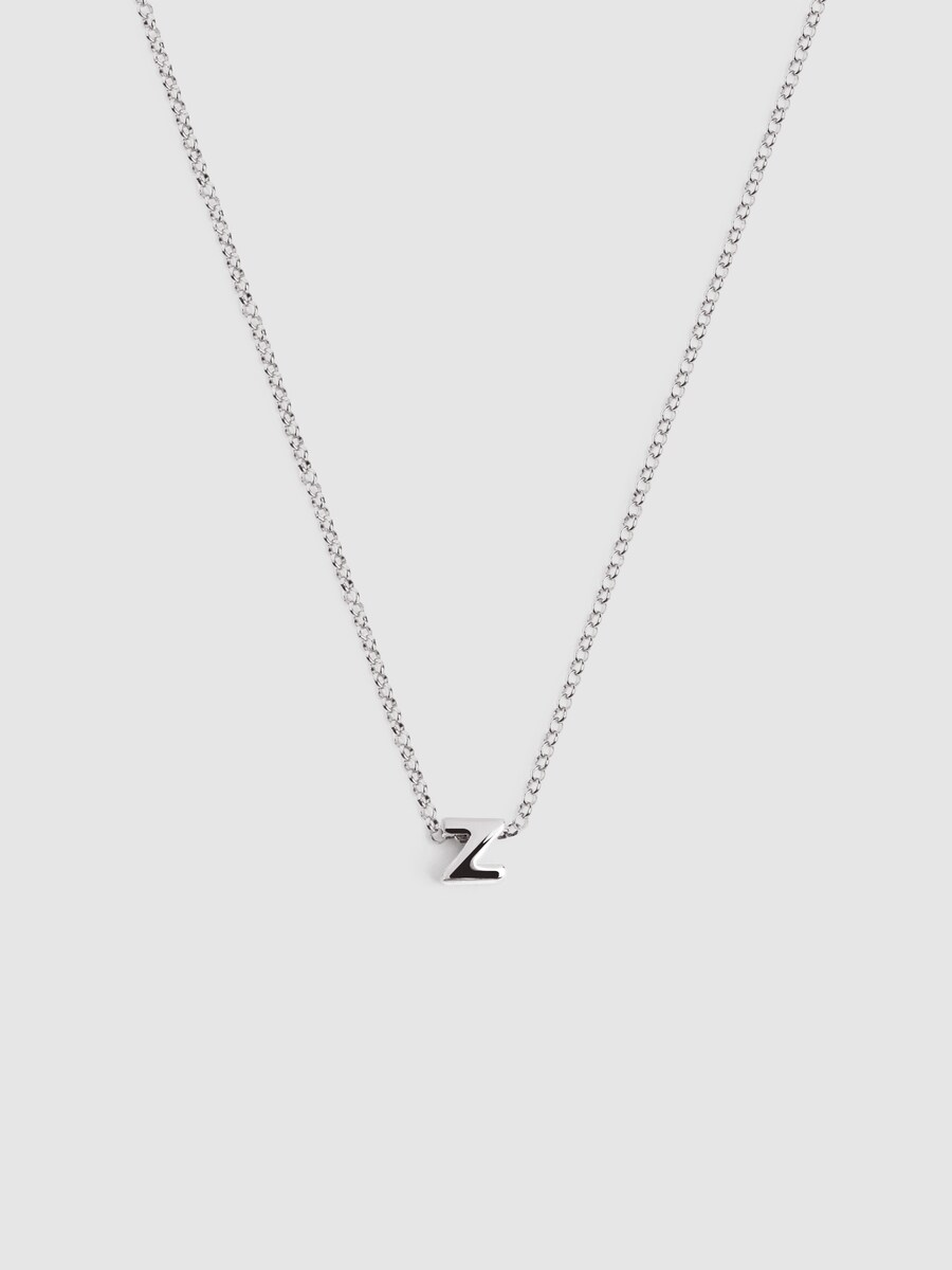 Collar Personalizado Single Letter de plata bañada en rodio Letra Z Plateado-1