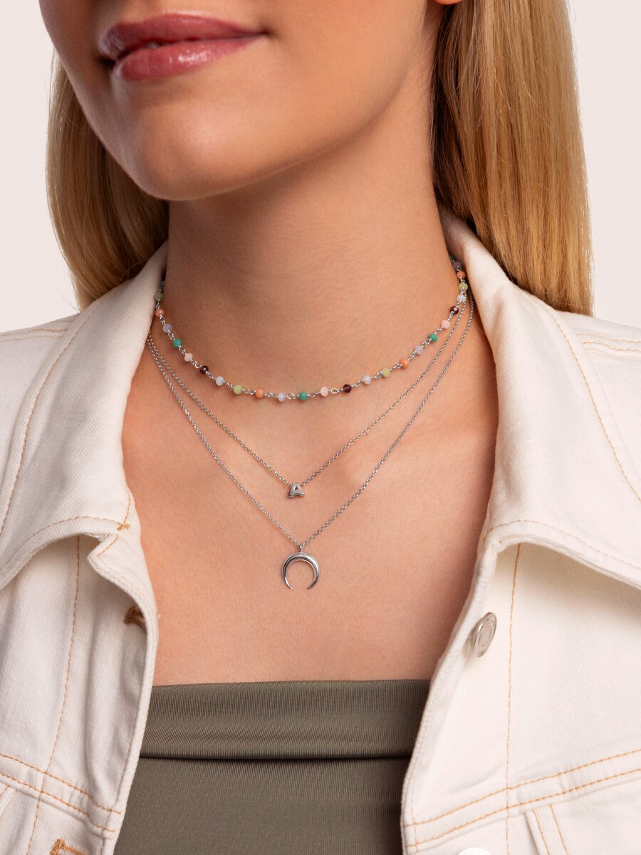 Collar Personalizado Single Letter de plata bañada en rodio Letra Z Plateado-4