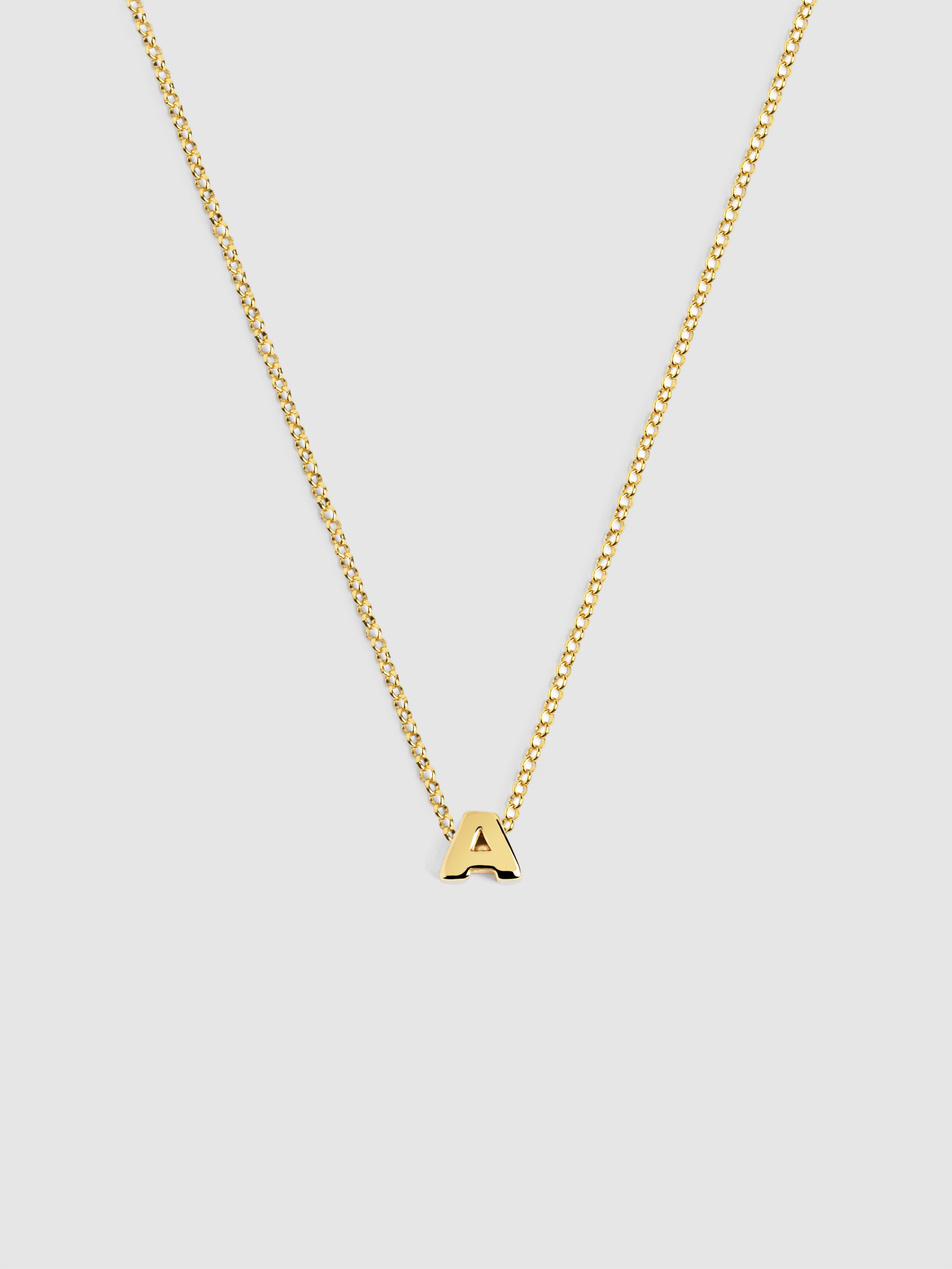 Collar personalizado single letter de plata bañada en oro - Singularu - a - Dorado Dorado-1