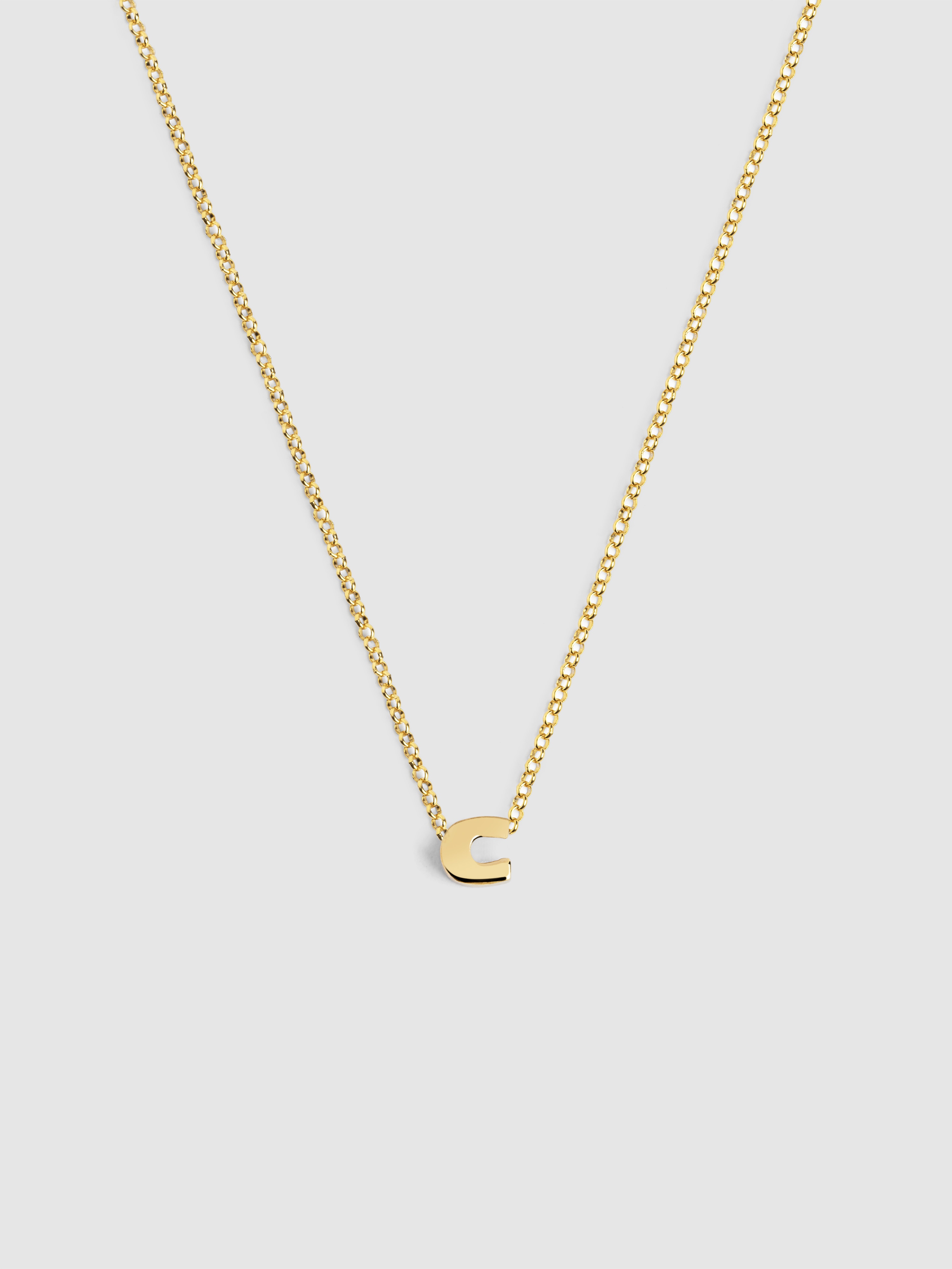 Imagen 0 de Collar personalizado single letter de plata bañada en oro - c Dorado