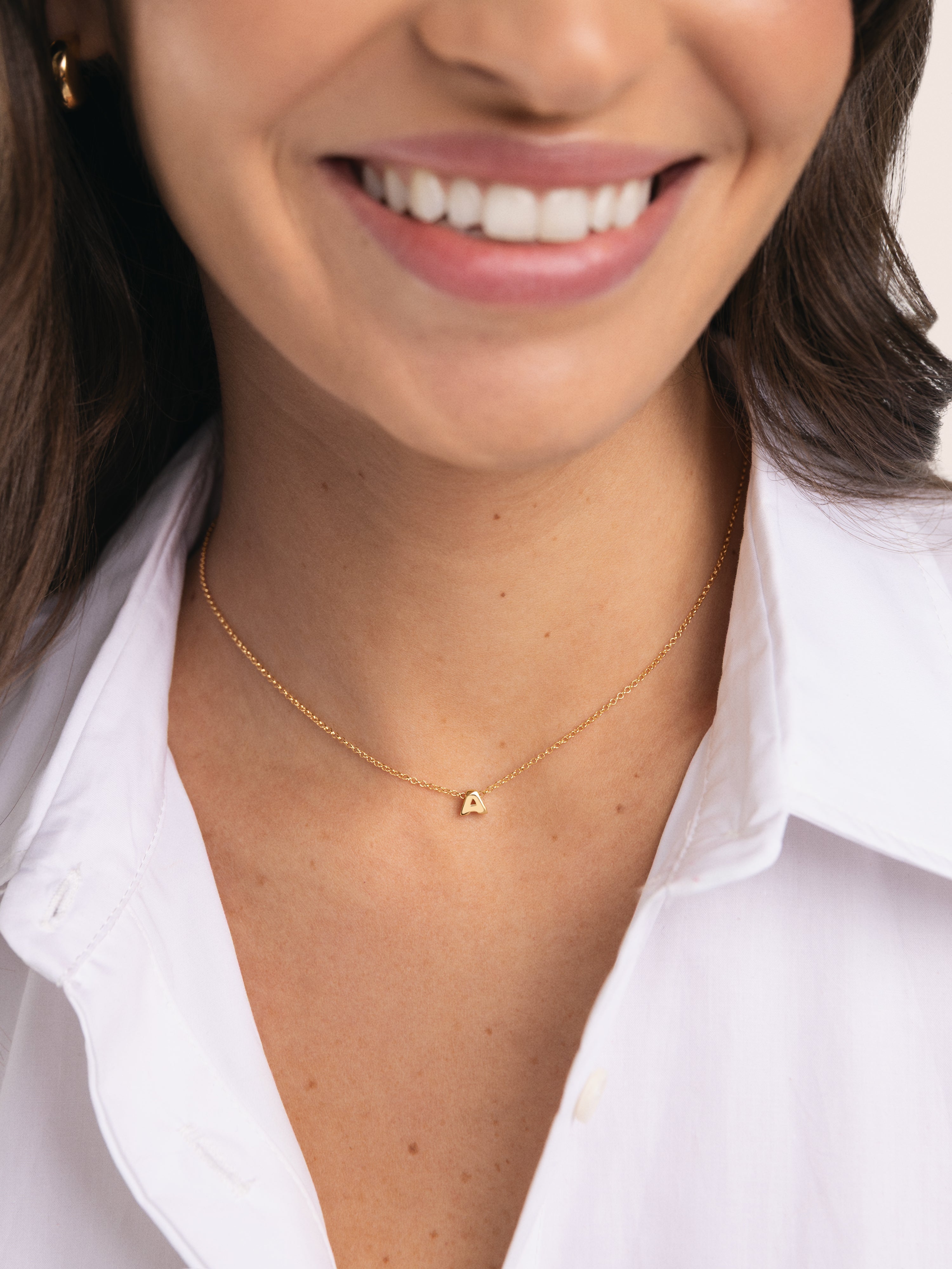 Collar personalizado single letter de plata bañada en oro - Singularu - m - Dorado Dorado-2
