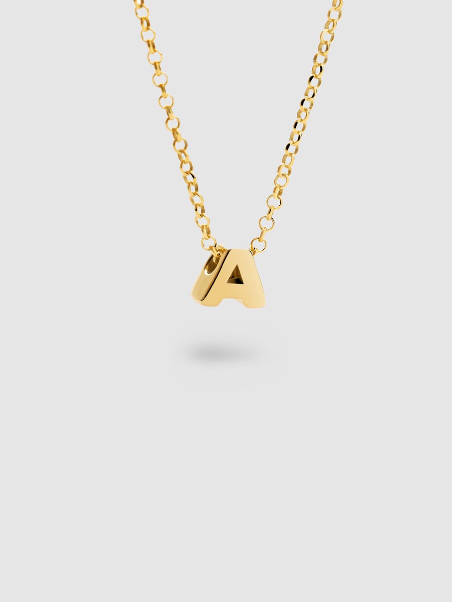 Collar Personalizado Single Letter de plata bañado en oro inicial U