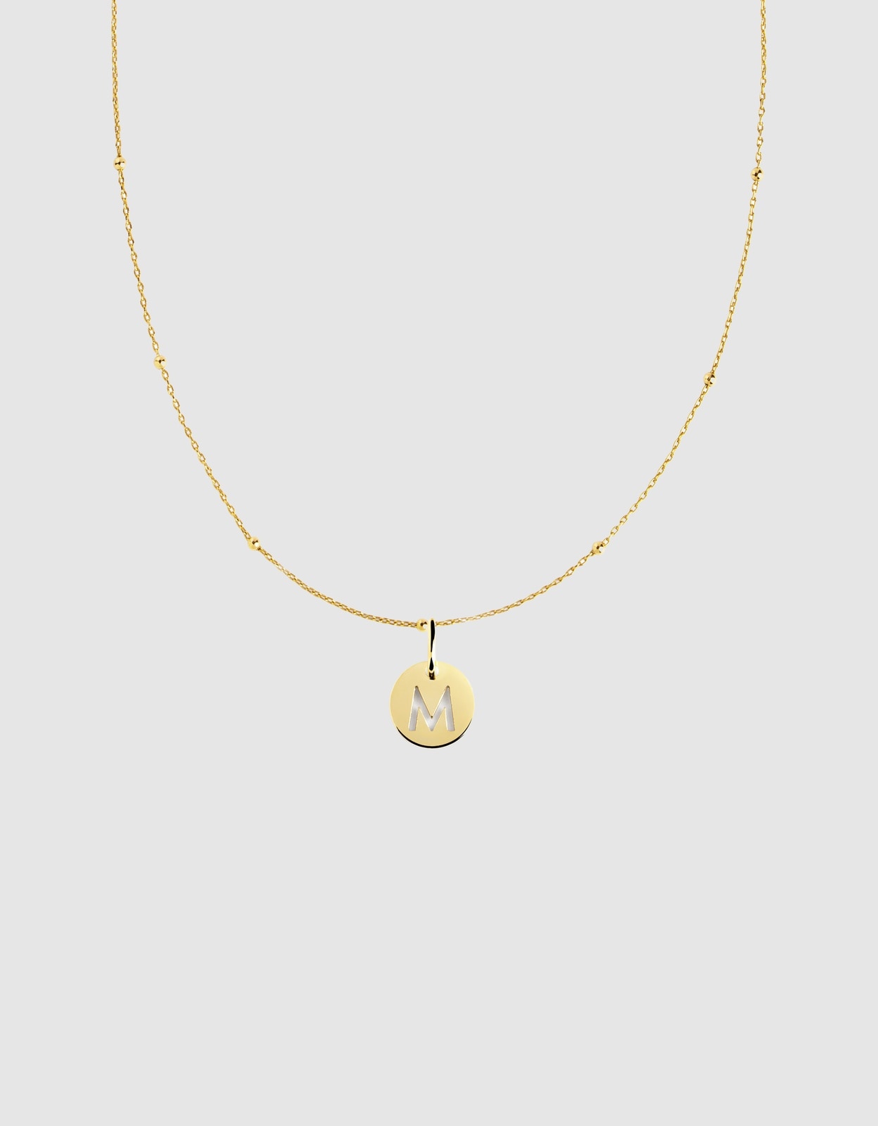 Collar mini medallion de plata bañado en oro inicial m - Singularu - Dorado Dorado-1