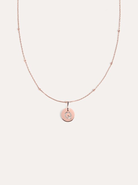 Imagen 0 de Collar Mini Medallion de plata bañado en oro rosa inicial Q
