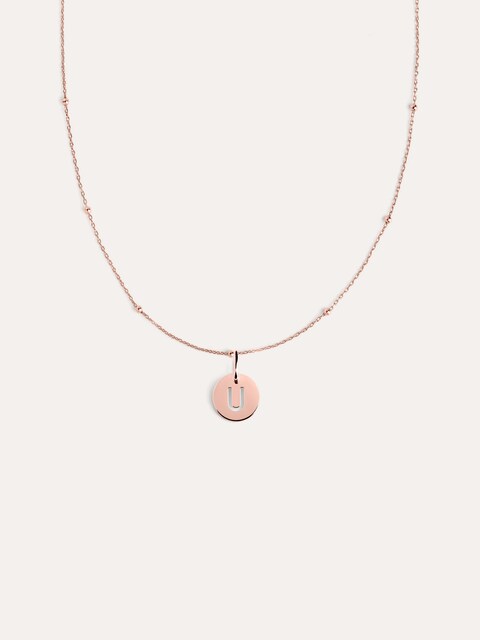 Imagen 0 de Collar Mini Medallion de plata bañado en oro rosa inicial U