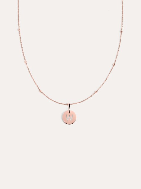 Imagen 0 de Collar Mini Medallion de plata bañado en oro rosa inicial W