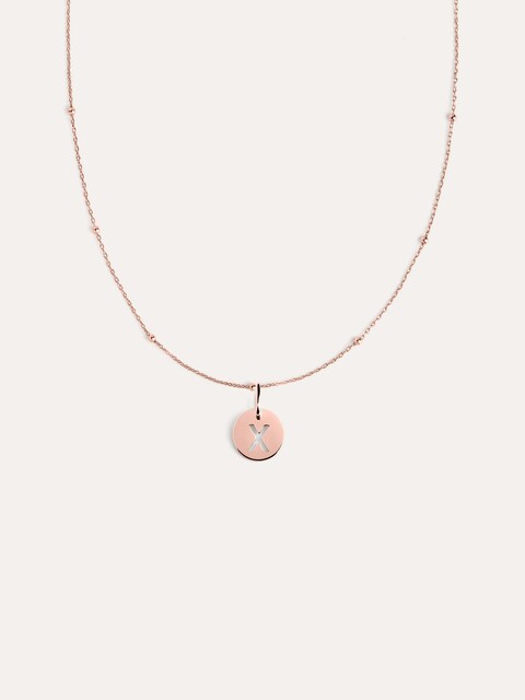 Imagen 0 de Collar Mini Medallion de plata bañado en oro rosa inicial X