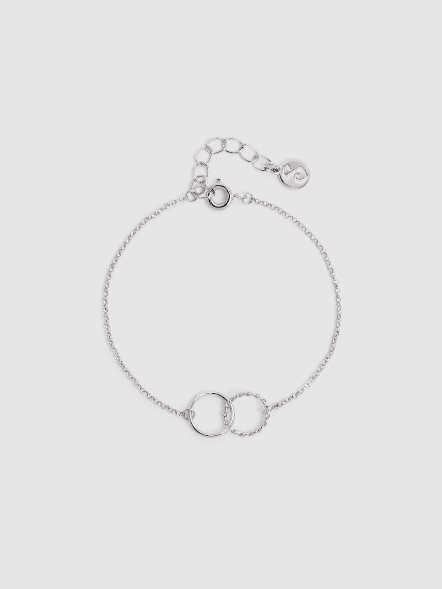 Pulsera Circles Twist de aleación de metales bañada en rodio Plateado-1