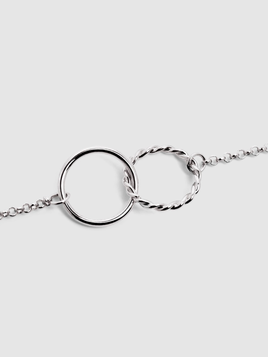 Pulsera Circles Twist de aleación de metales bañada en rodio Plateado-4