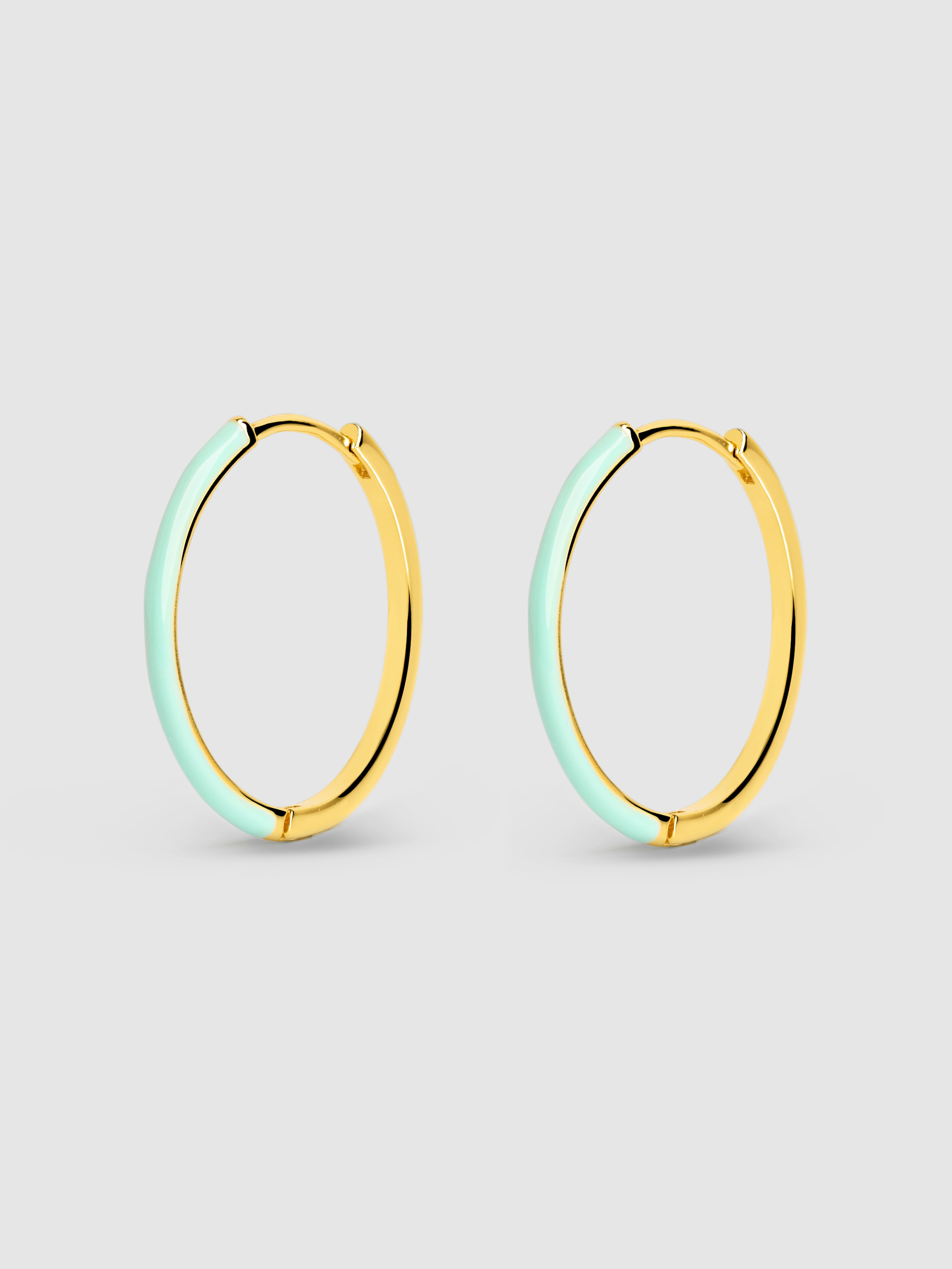 Imagen 0 de Pendientes aro L Sky Enamel de aleación de metales bañados en oro Azul