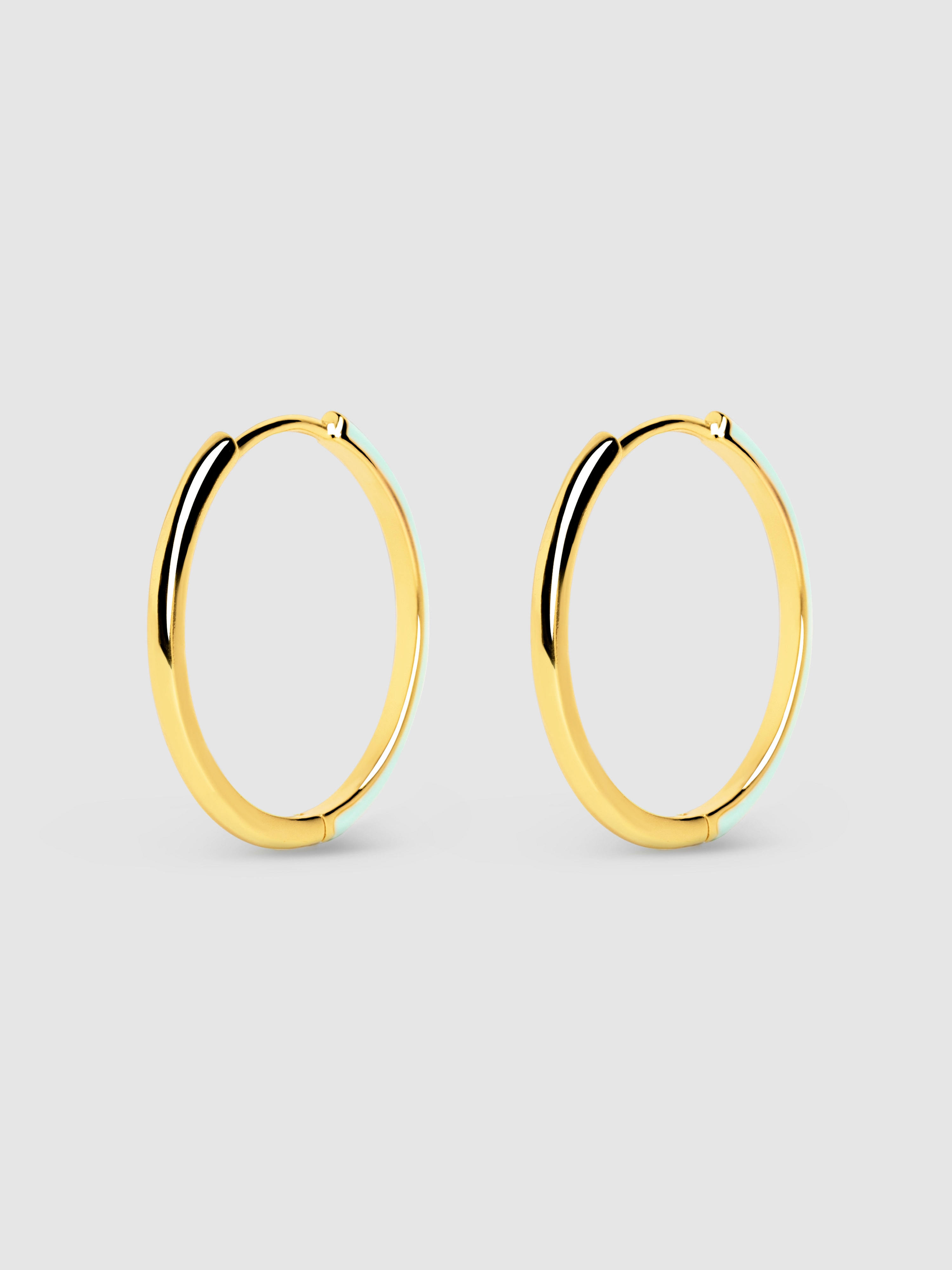 Pendientes aro L Sky Enamel de aleación de metales bañados en oro - Azul Azul-3