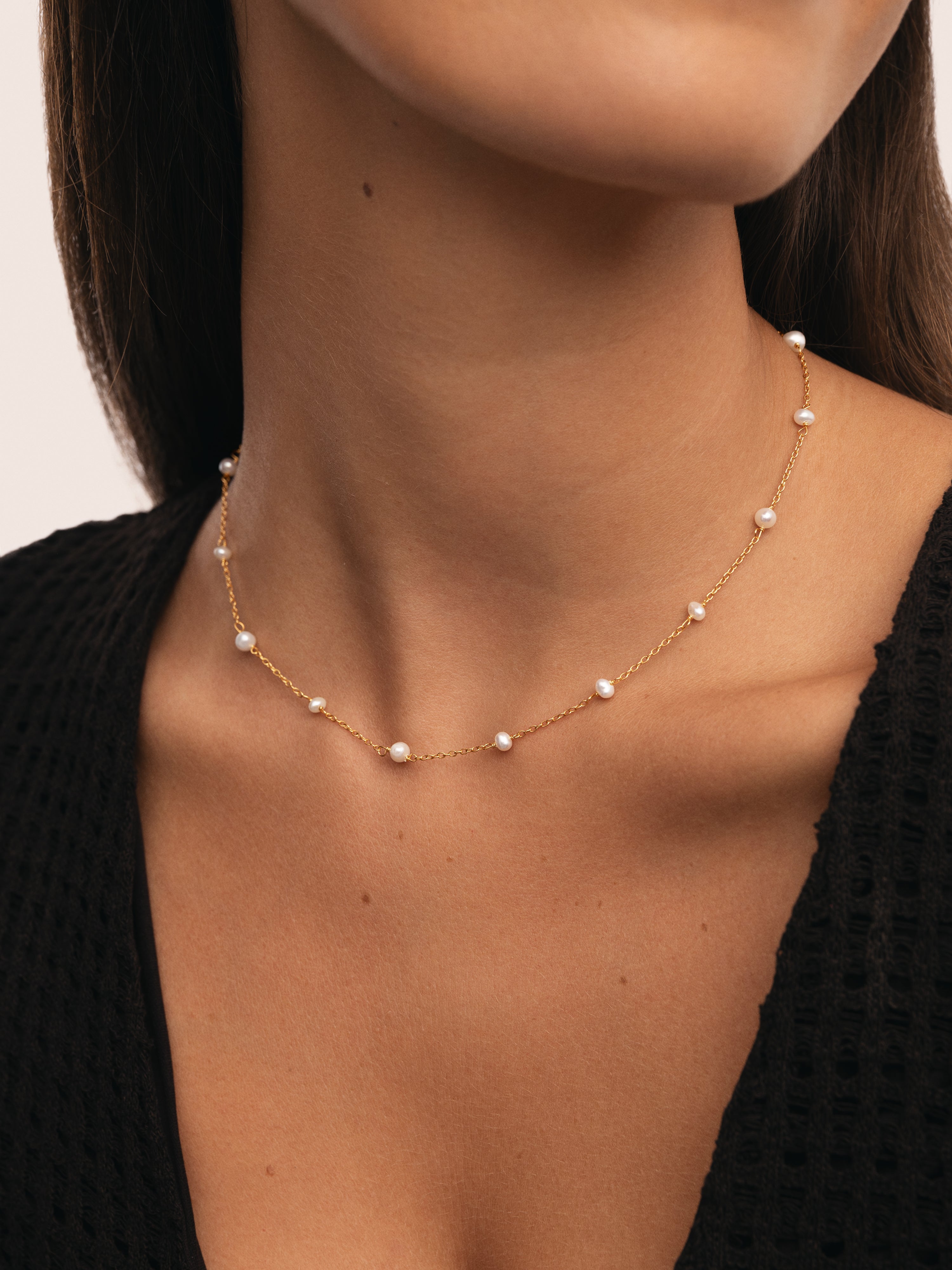 Imagen 2 de Collar pearl & pearls de plata bañado en oro - Blanco Blanco