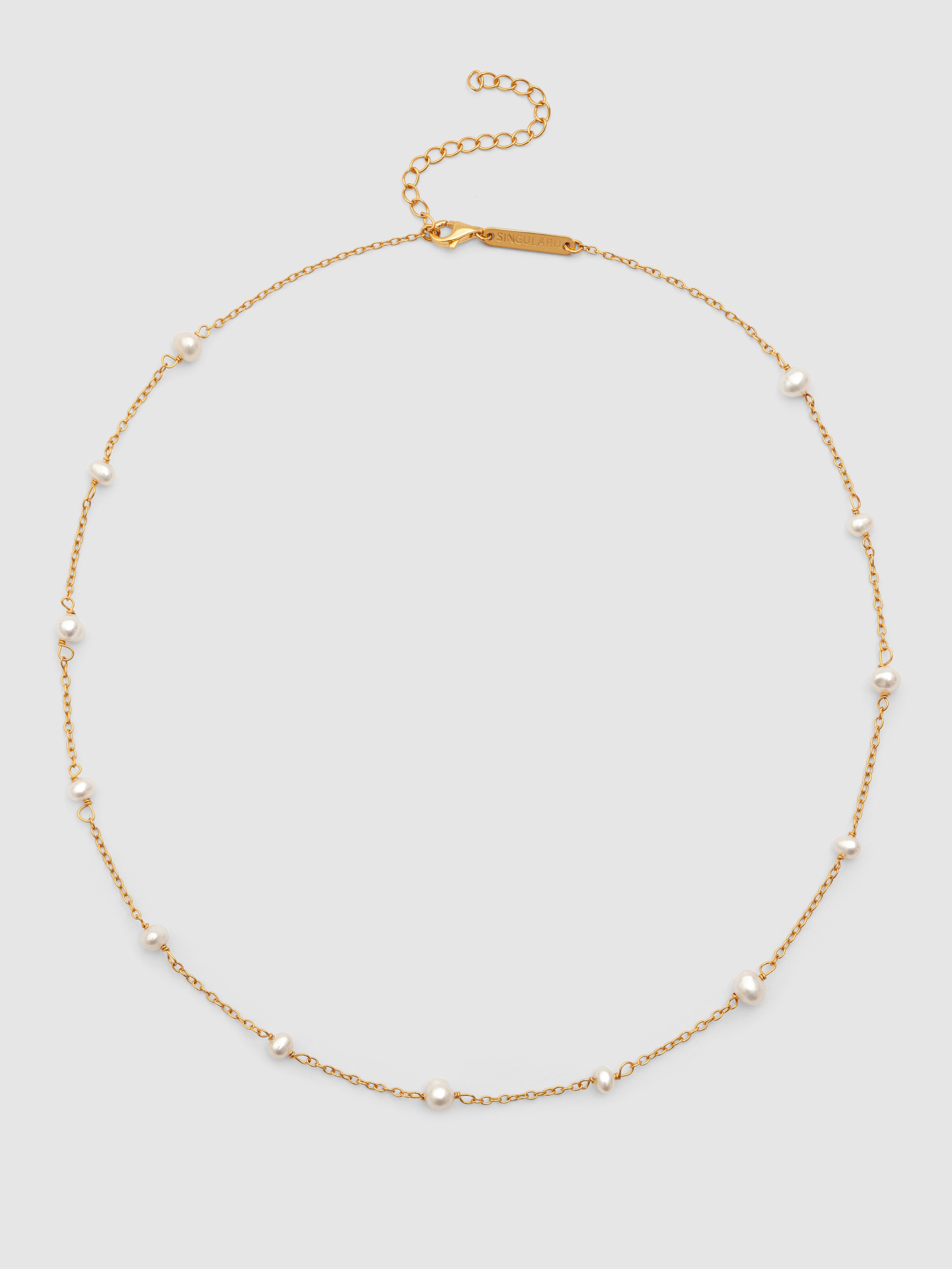 Imagen 3 de Collar pearl & pearls de plata bañado en oro - Blanco Blanco
