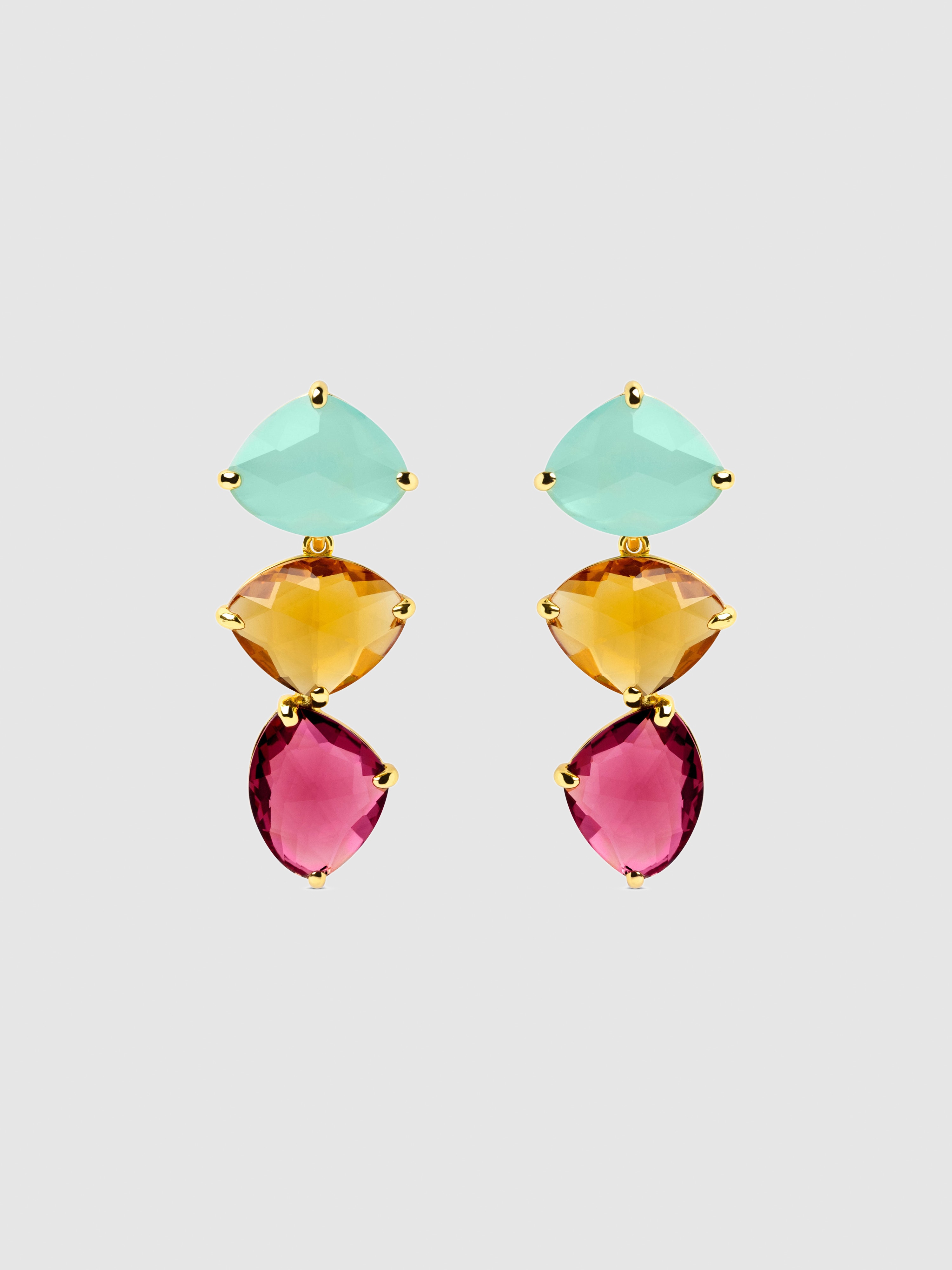 Orecchino Drop. Argento con Placcatura in oro 18 kt. Gioielli
