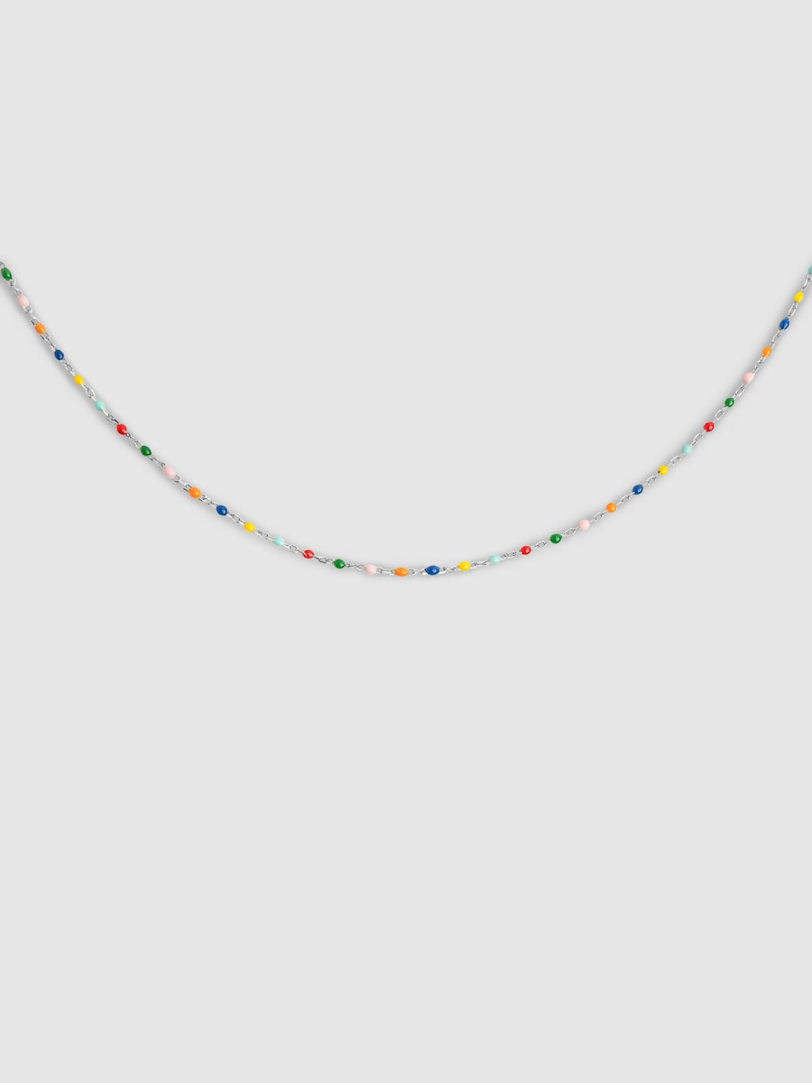 Collar Dots Colors Enamel de plata bañado en rodio Multicolor-1