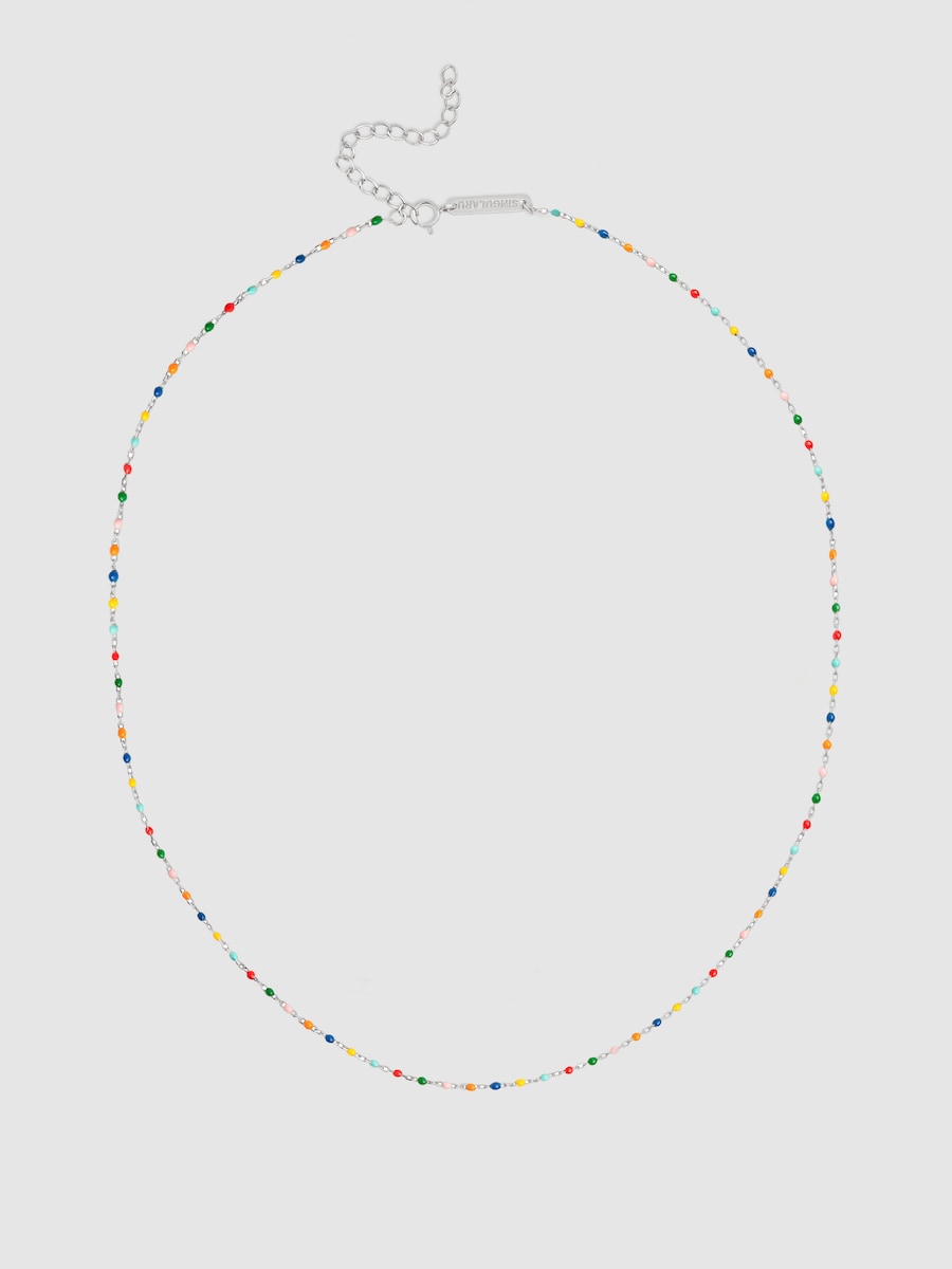 Collar Dots Colors Enamel de plata bañado en rodio Multicolor-3