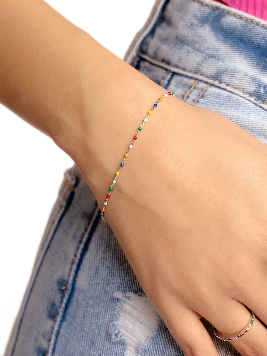 Pulsera Dots Colors Enamel de plata bañada en rodio Plata-2
