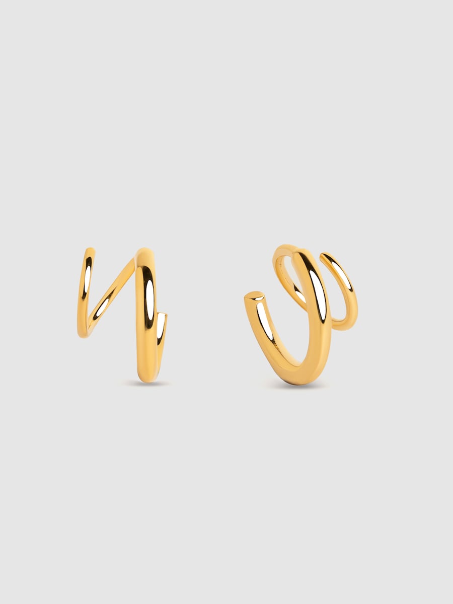 Pendientes Gota Spiral de plata bañados en oro Dorado-1