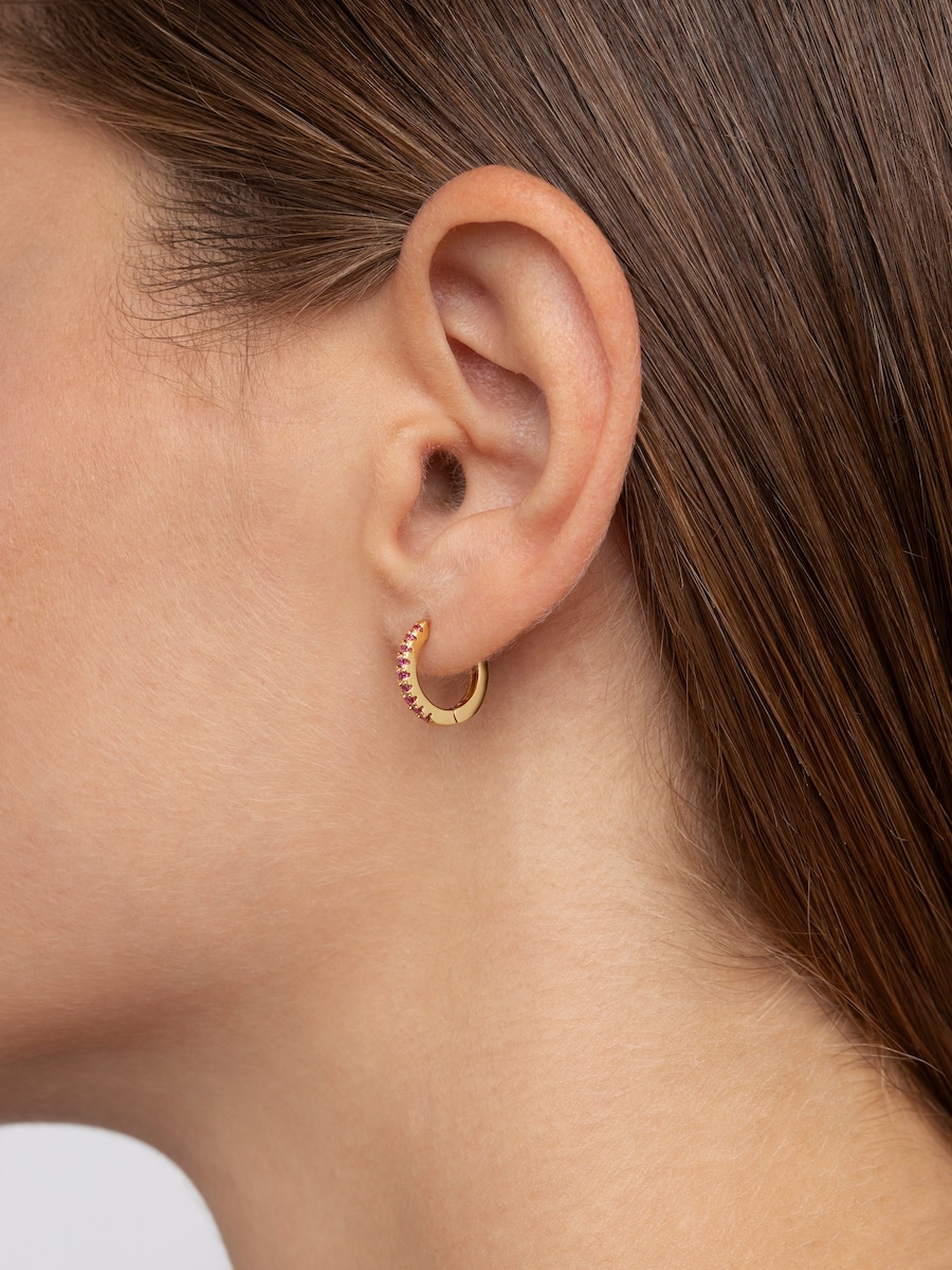 Pendientes aro Raspberry de plata bañados en oro Rosa-2