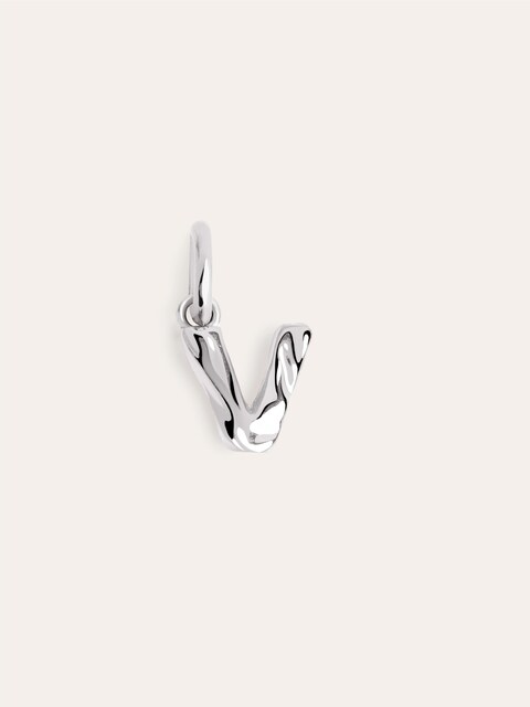 Imagen 0 de Charm Letter Organic de plata bañada en rodio Letra V