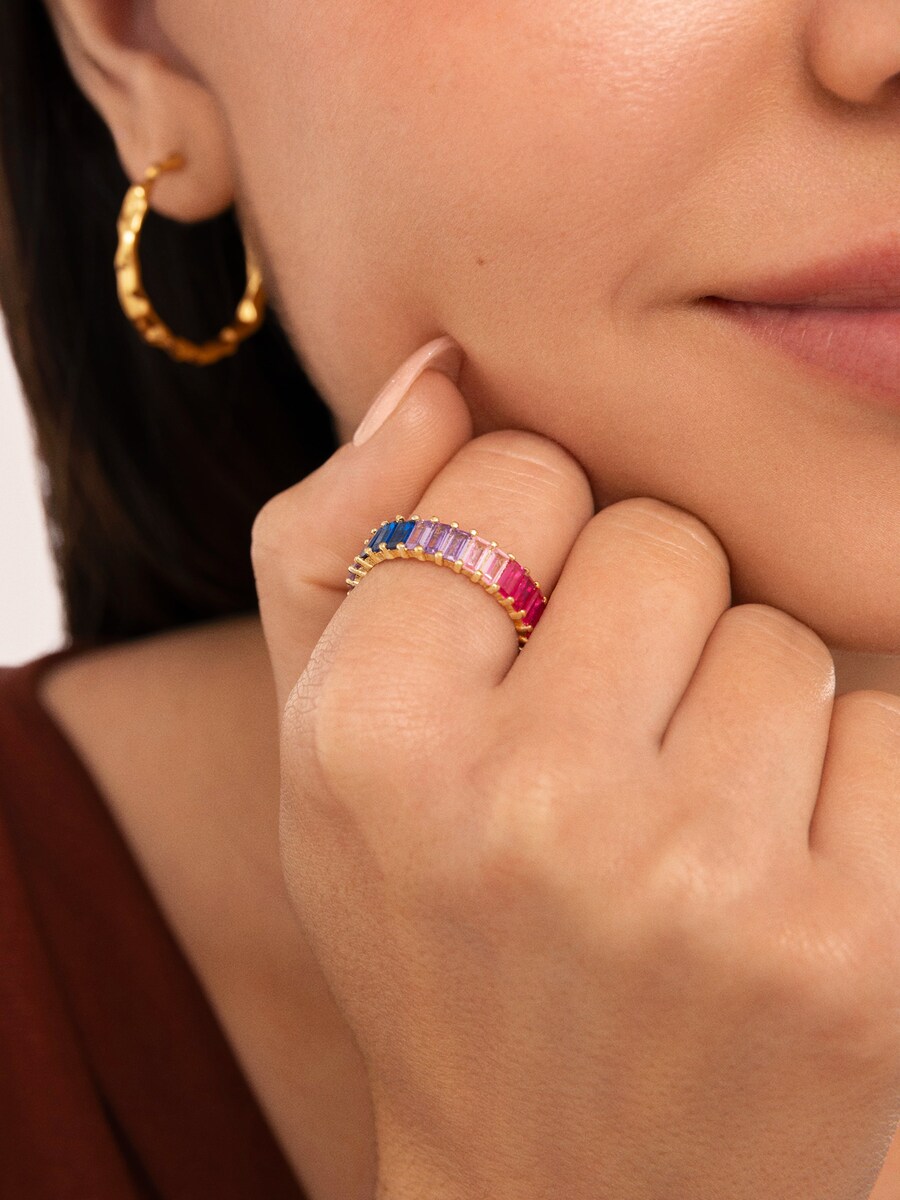 Anillo Sia Berries de plata bañado en oro Multicolor-2