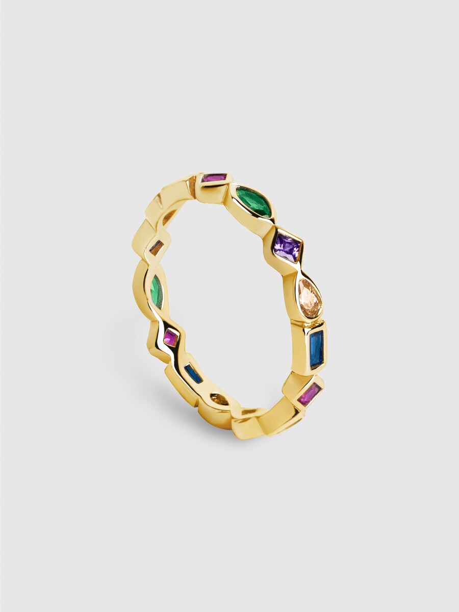 Anillo Cascade de plata bañado en oro Multicolor-3