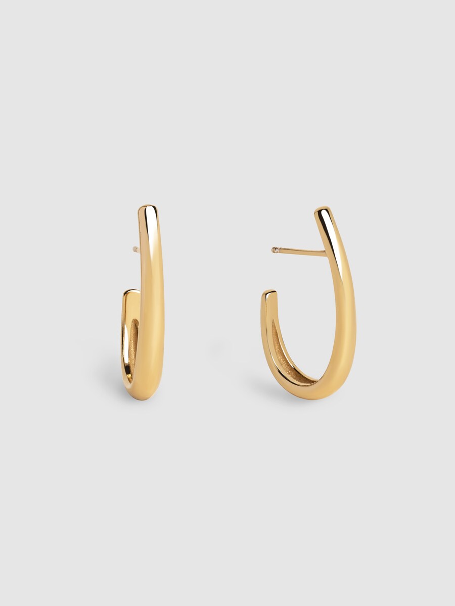 HANLI Pendientes Dorados Largos Mujer Baño Oro De 14Kt